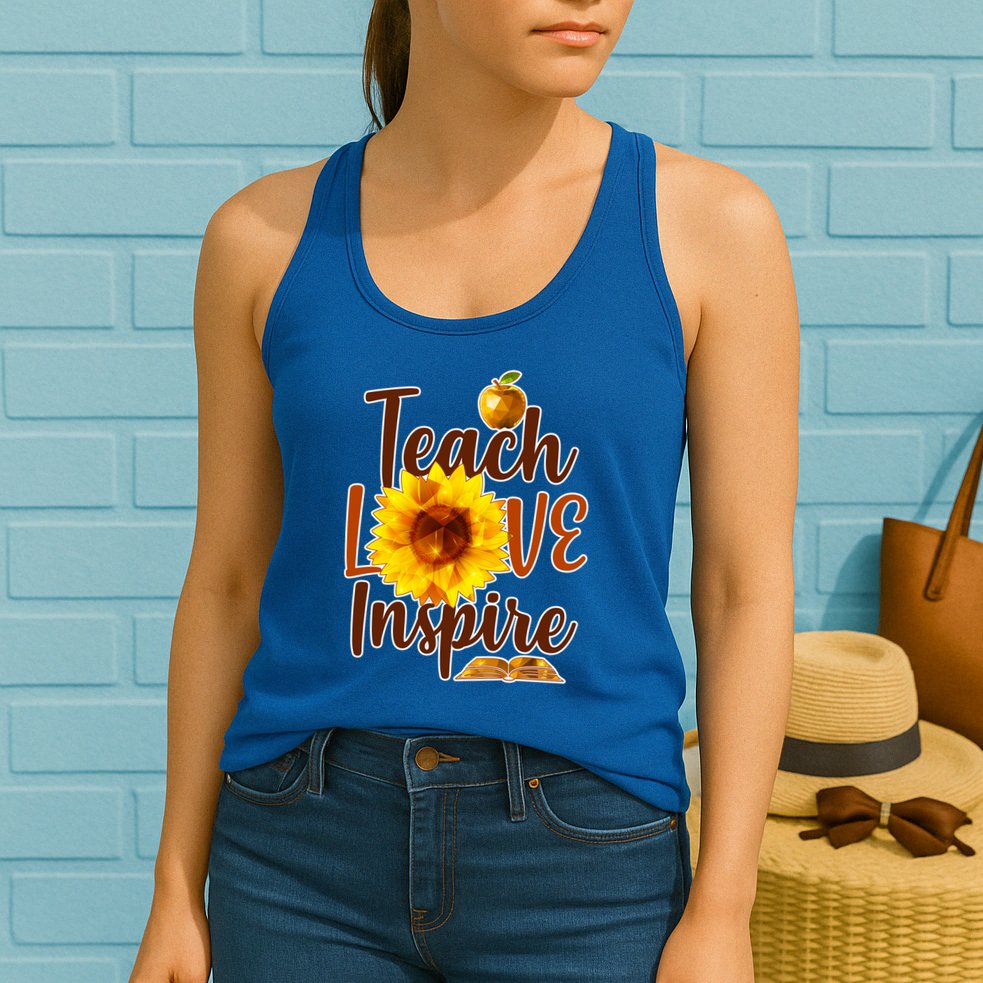 Teach Love Inspire Golden Sunflower Womens Tank Top