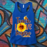 Teach Love Inspire Golden Sunflower Womens Tank Top