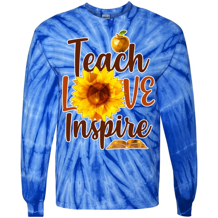 Teach Love Inspire Golden Sunflower Tie-Dye Long Sleeve Shirt