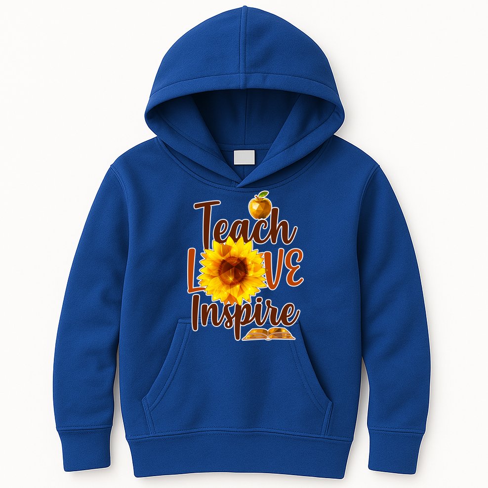Teach Love Inspire Golden Sunflower Kids Hoodie