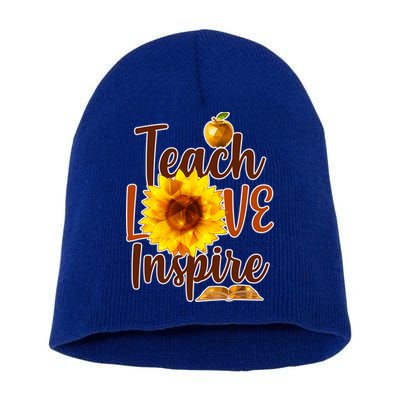 Teach Love Inspire Golden Sunflower Short Acrylic Beanie