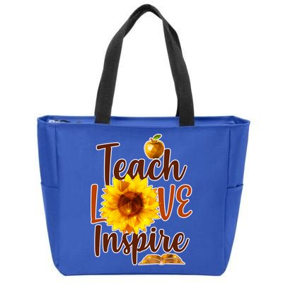 Teach Love Inspire Golden Sunflower Zip Tote Bag