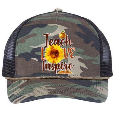 Teach Love Inspire Golden Sunflower Retro Rope Trucker Hat Cap