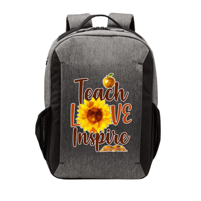 Teach Love Inspire Golden Sunflower Vector Backpack