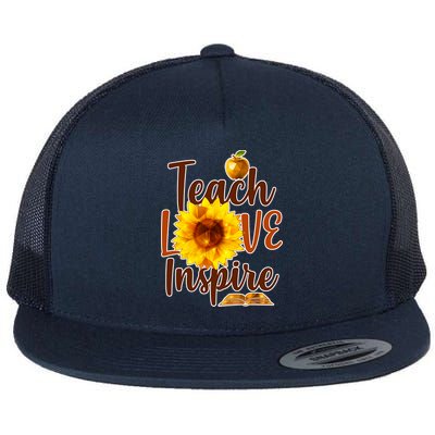 Teach Love Inspire Golden Sunflower Flat Bill Trucker Hat