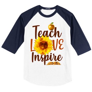 Teach Love Inspire Golden Sunflower Baseball Sleeve Shirt