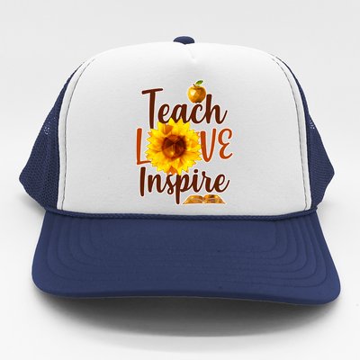 Teach Love Inspire Golden Sunflower Trucker Hat