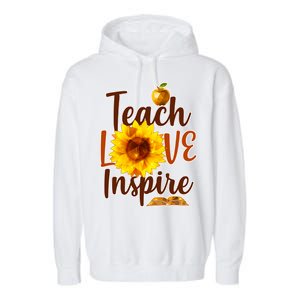 Teach Love Inspire Golden Sunflower Garment-Dyed Fleece Hoodie