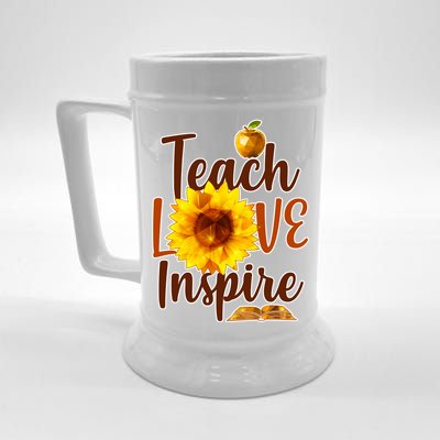 Teach Love Inspire Golden Sunflower Beer Stein