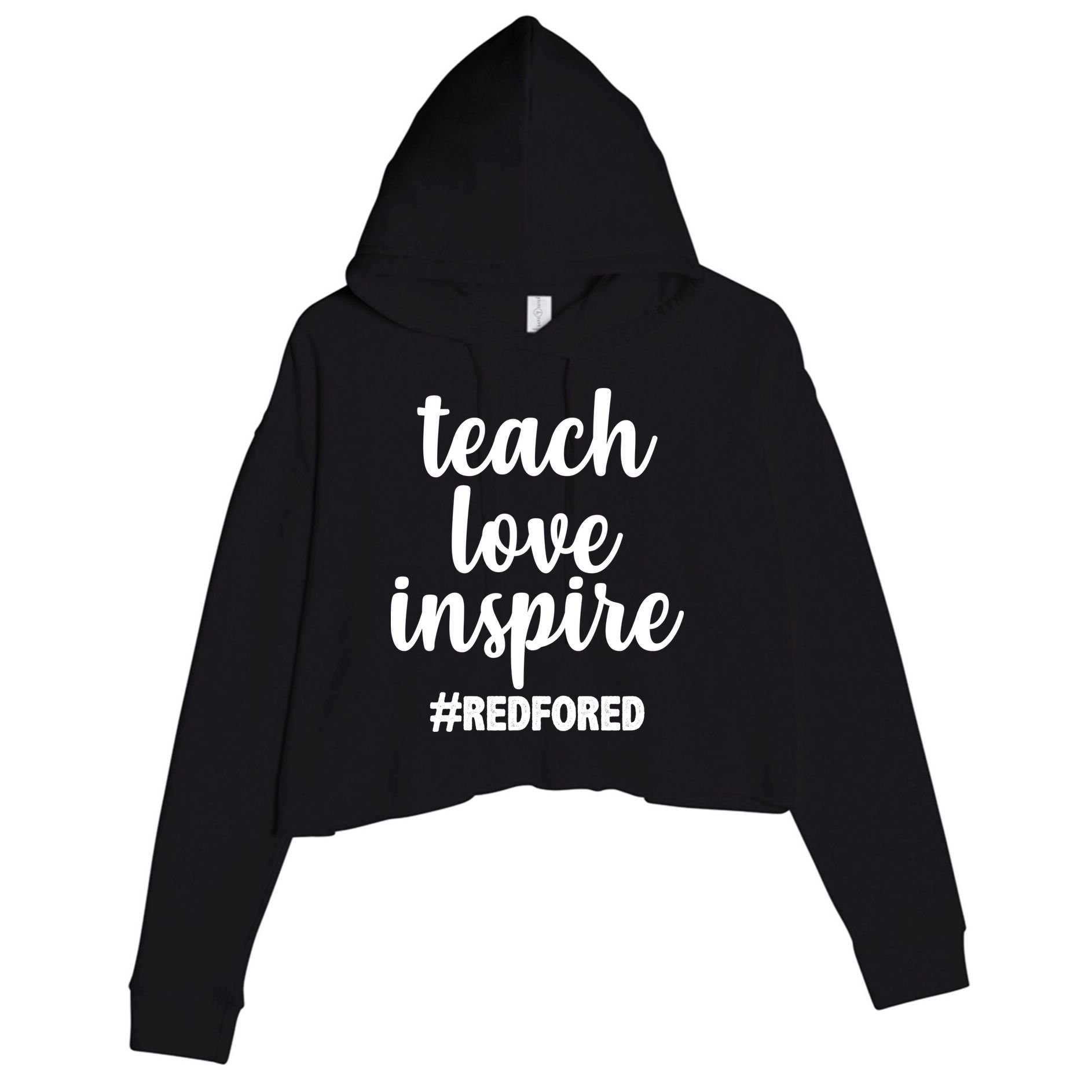 Teach Love Inspire Red For Ed Crop Fleece Hoodie