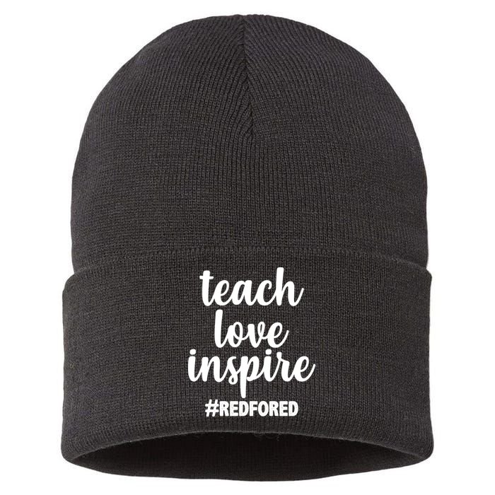 Teach Love Inspire Red For Ed Sustainable Knit Beanie