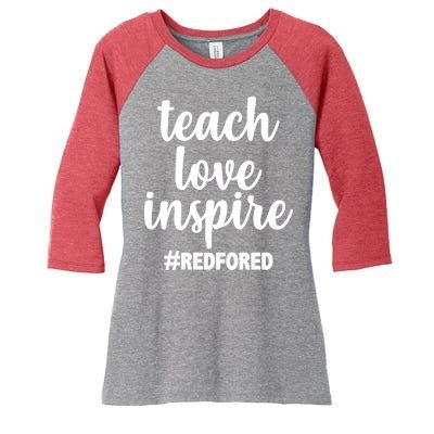 Teach Love Inspire Red For Ed Women's Tri-Blend 3/4-Sleeve Raglan Shirt