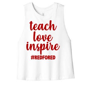 Teach Love Inspire Red For Ed Women's Racerback Cropped Tank