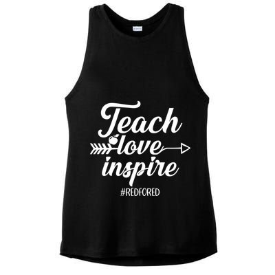 Teach Love Inspire Red For Ed1 Ladies PosiCharge Tri-Blend Wicking Tank