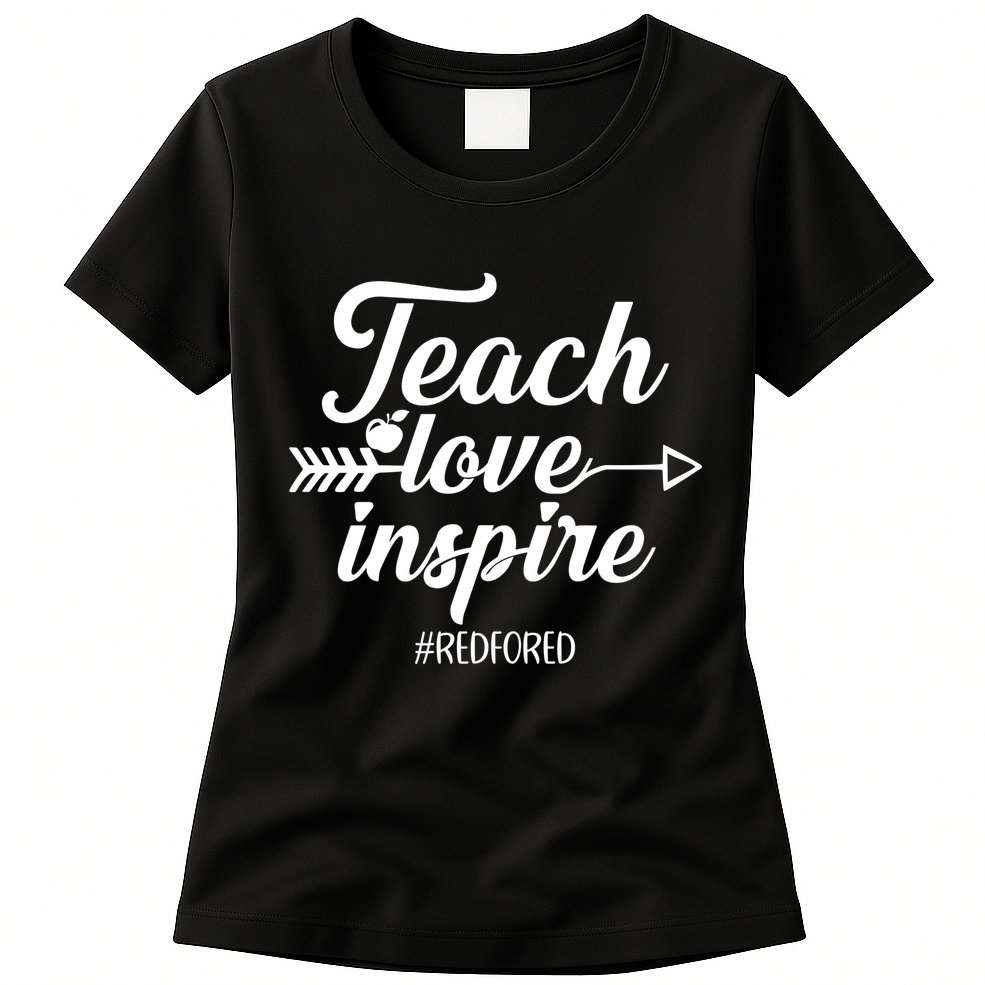 Teach Love Inspire Red For Ed1 Womens T-Shirt