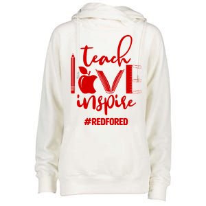 Teach Love Inspire #REDFORED Womens Funnel Neck Pullover Hood