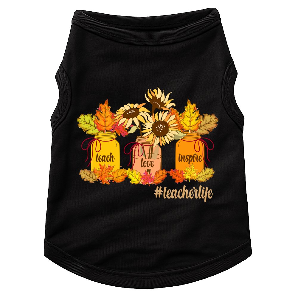 Teach Love Inspire Teacher Life Autumn season Doggie Tank