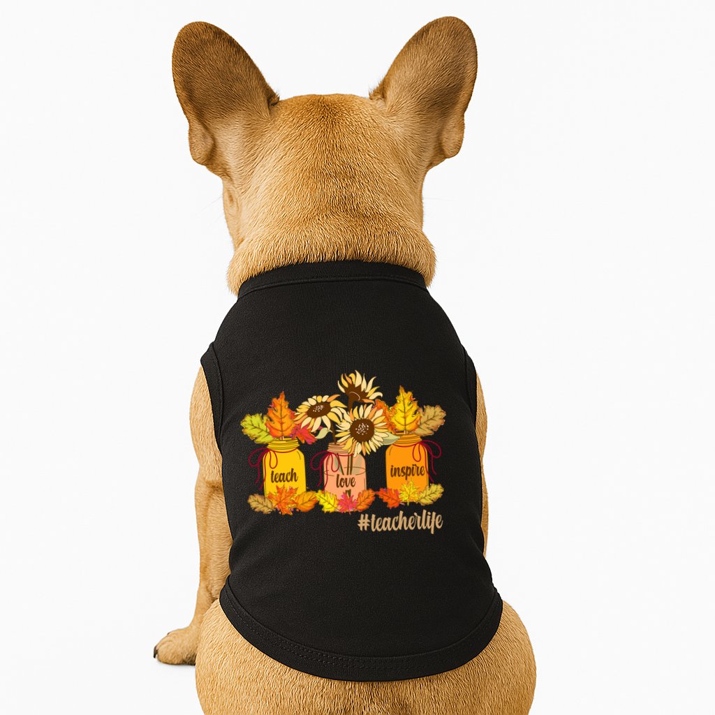 Teach Love Inspire Teacher Life Autumn season Doggie Tank