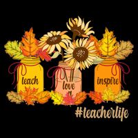 Teach Love Inspire Teacher Life Autumn season Doggie Tank