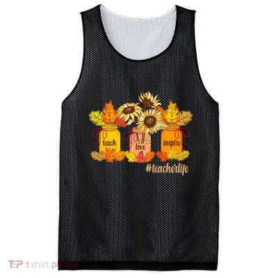 Teach Love Inspire Teacher Life Autumn season Mesh Reversible Basketball Jersey Tank