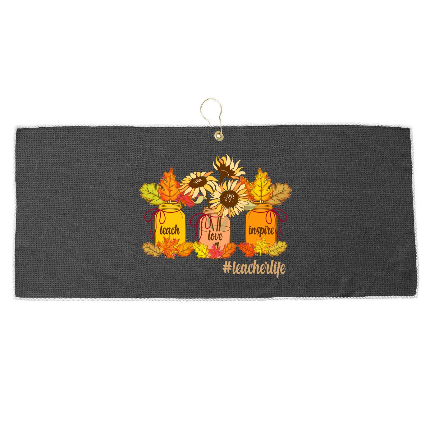 Teach Love Inspire Teacher Life Autumn season Large Microfiber Waffle Golf Towel