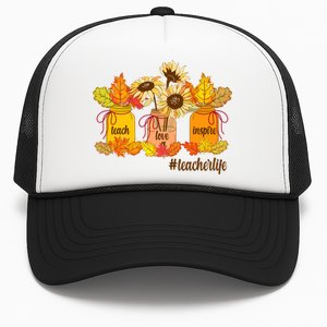 Teach Love Inspire Teacher Life Autumn season Trucker Hat