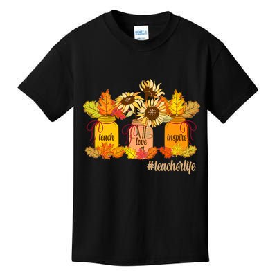 Teach Love Inspire Teacher Life Autumn season Kids T-Shirt