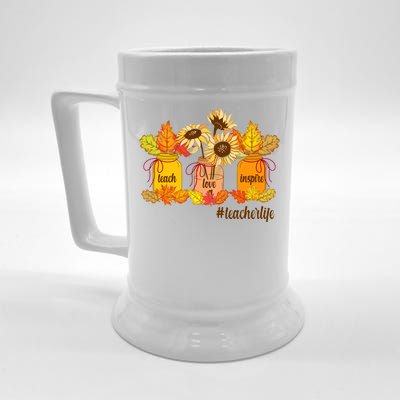 Teach Love Inspire Teacher Life Autumn season Beer Stein