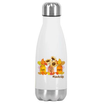 Teach Love Inspire Teacher Life Autumn season Stainless Steel Insulated Water Bottle