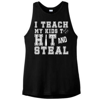 Teach My Kids To Hit And Steal Baseball Ladies PosiCharge Tri-Blend Wicking Tank