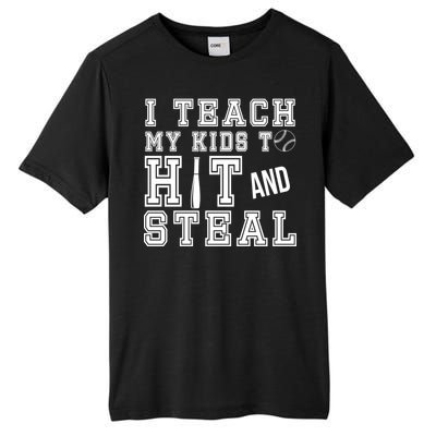 Teach My Kids To Hit And Steal Baseball Tall Fusion ChromaSoft Performance T-Shirt