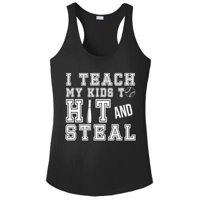 Teach My Kids To Hit And Steal Baseball Ladies PosiCharge Competitor Racerback Tank