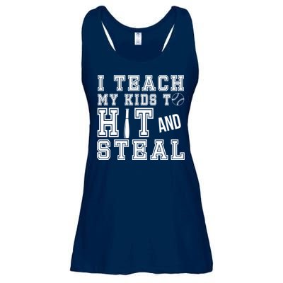 Teach My Kids To Hit And Steal Baseball Ladies Essential Flowy Tank