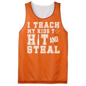 Teach My Kids To Hit And Steal Baseball Mesh Reversible Basketball Jersey Tank