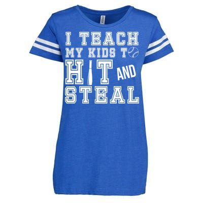 Teach My Kids To Hit And Steal Baseball Enza Ladies Jersey Football T-Shirt