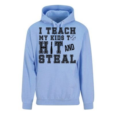 Teach My Kids To Hit And Steal Baseball Unisex Surf Hoodie