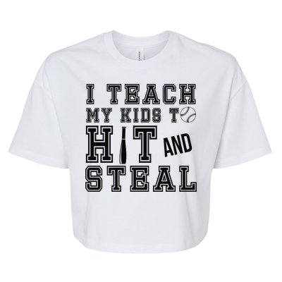 Teach My Kids To Hit And Steal Baseball Bella+Canvas Jersey Crop Tee