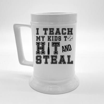 Teach My Kids To Hit And Steal Baseball Beer Stein