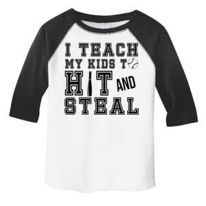 Teach My Kids To Hit And Steal Baseball Toddler Fine Jersey T-Shirt