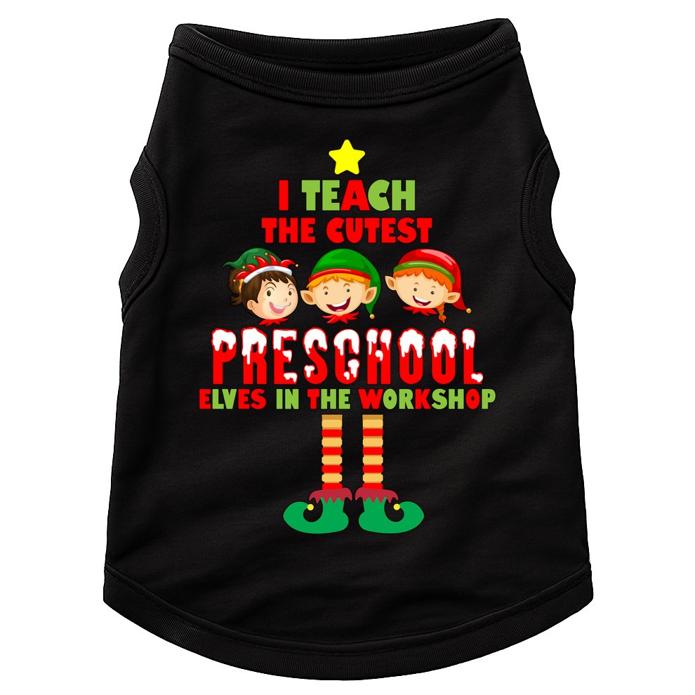 Teach The Cutest Elves Christmas Preschool Teacher Doggie Tank