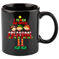 Teach The Cutest Elves Christmas Preschool Teacher 11oz C Handle Ceramic Mug