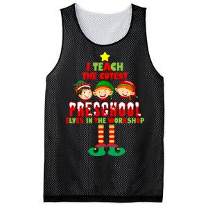 Teach The Cutest Elves Christmas Preschool Teacher Mesh Reversible Basketball Jersey Tank