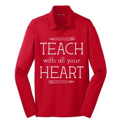 Teach With All Your Heart Silk Touch Performance Long Sleeve Polo