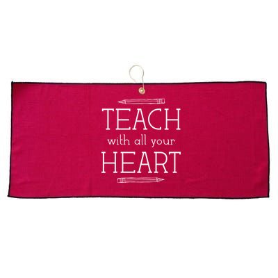 Teach With All Your Heart Large Microfiber Waffle Golf Towel