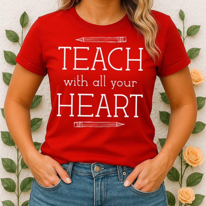Teach With All Your Heart Womens T-Shirt
