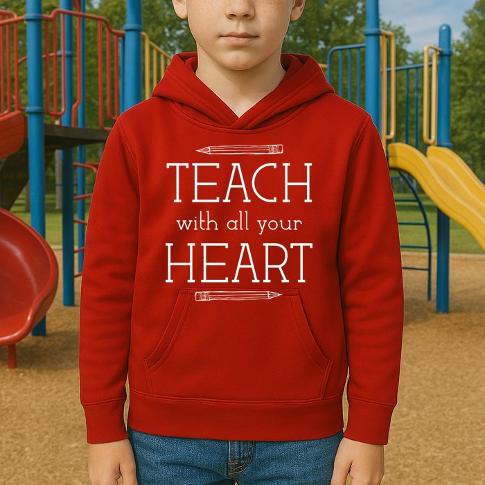 Teach With All Your Heart Kids Hoodie