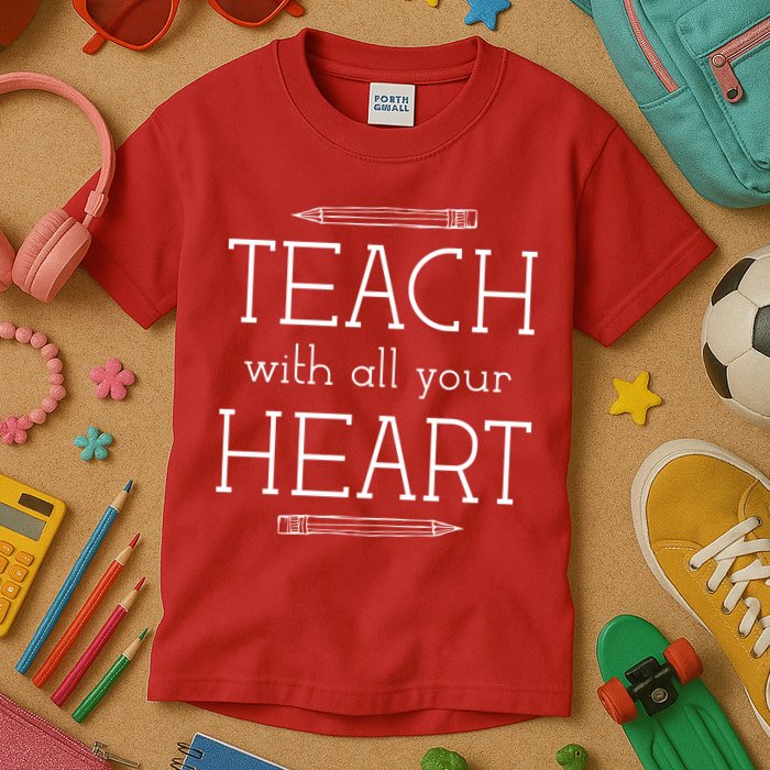 Teach With All Your Heart Kids T-Shirt