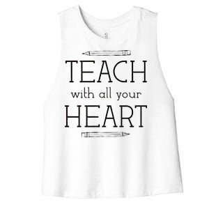 Teach With All Your Heart Women's Racerback Cropped Tank