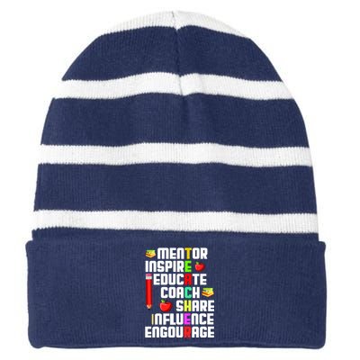 Teacher Striped Beanie with Solid Band