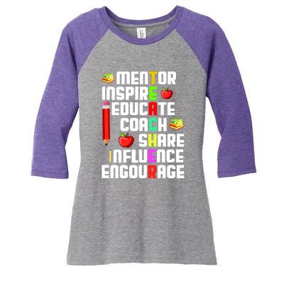 Teacher Women's Tri-Blend 3/4-Sleeve Raglan Shirt